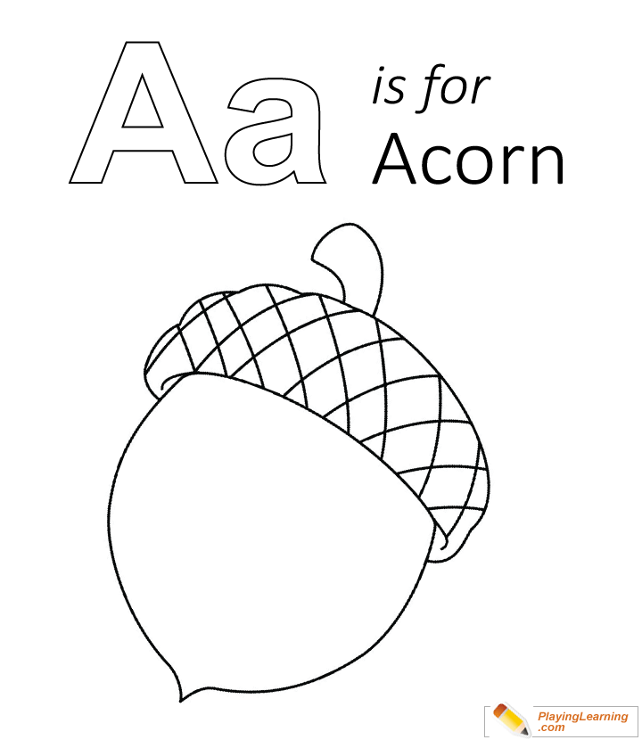 A Is For Acorn Coloring Page  for kids