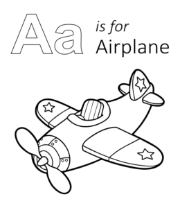 A is for Airplane coloring sheet for kids