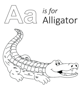 A is for Alligator coloring printable for kids