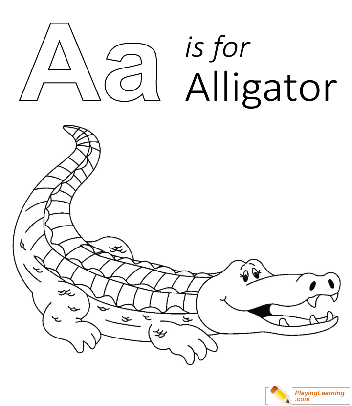 A Is For Alligator Coloring Page for kids
