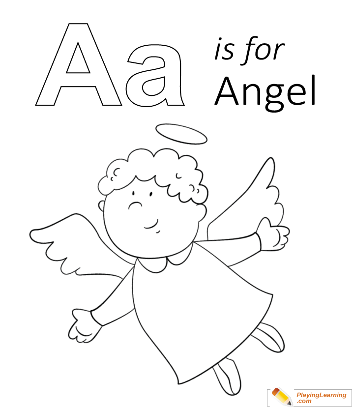 A Is For Angel Coloring Page for kids