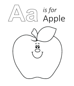 A is for Apple coloring page for kids