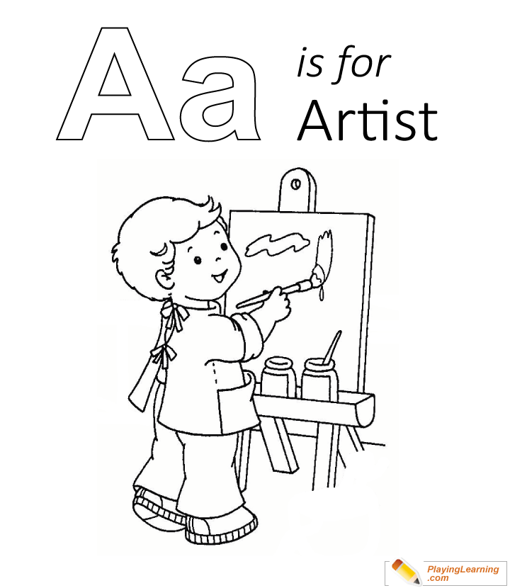 A Is For Artist Coloring Page  for kids