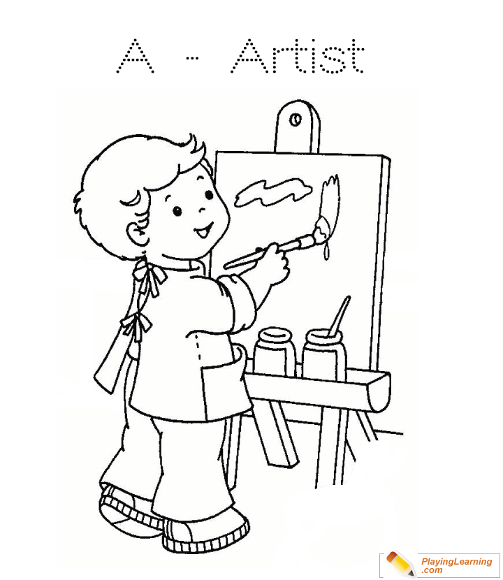A Is For Artist Coloring Page  for kids