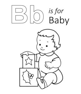 B is for Baby coloring page for kids