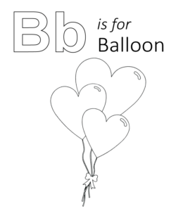 B is for balloon coloring printable for kids