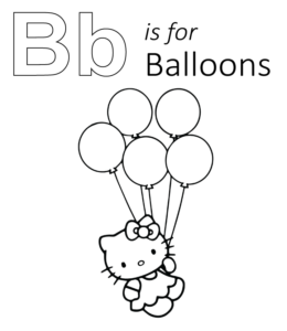 B is for balloons coloring sheet for kids
