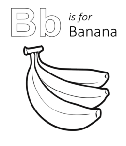B is for banana coloring sheet for kids