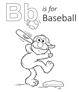 B is for baseball coloring printable for kids