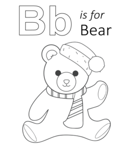 B is for bear coloring printable for kids