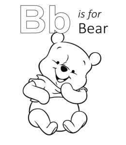 B is for bear coloring sheet for kids