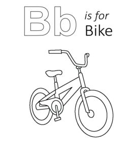 B is for bike coloring page for kids