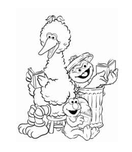 Big Bird and Friends Coloring Page for kids