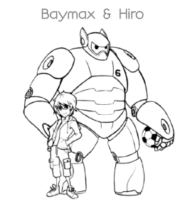 Big Hero 6  Hiro Hamada and Baymax Coloring Page for kids