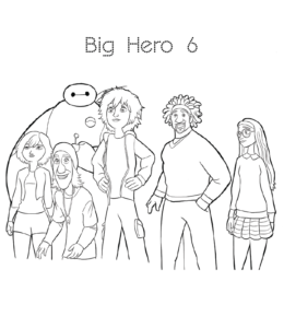 Big Hero 6  Movie Characters Coloring Page for kids