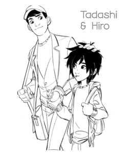 Big Hero 6 Tadashi & Hiro Coloring Page for kids