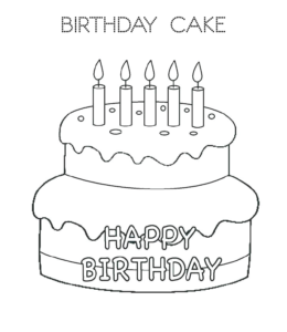 Birthday cake coloring page 1 for kids