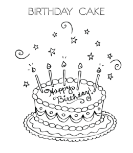 Birthday cake coloring page 2 for kids