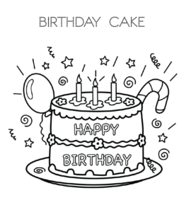Birthday cake coloring page 12 for kids