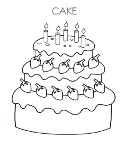 Birthday cake coloring page 13 for kids