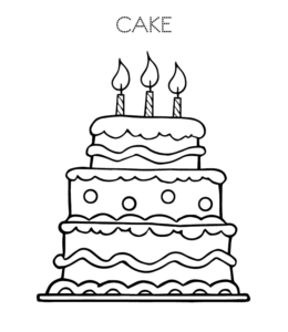 Birthday cake coloring page 14 for kids