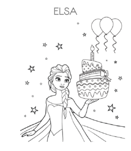 Birthday cake coloring page 32 for kids