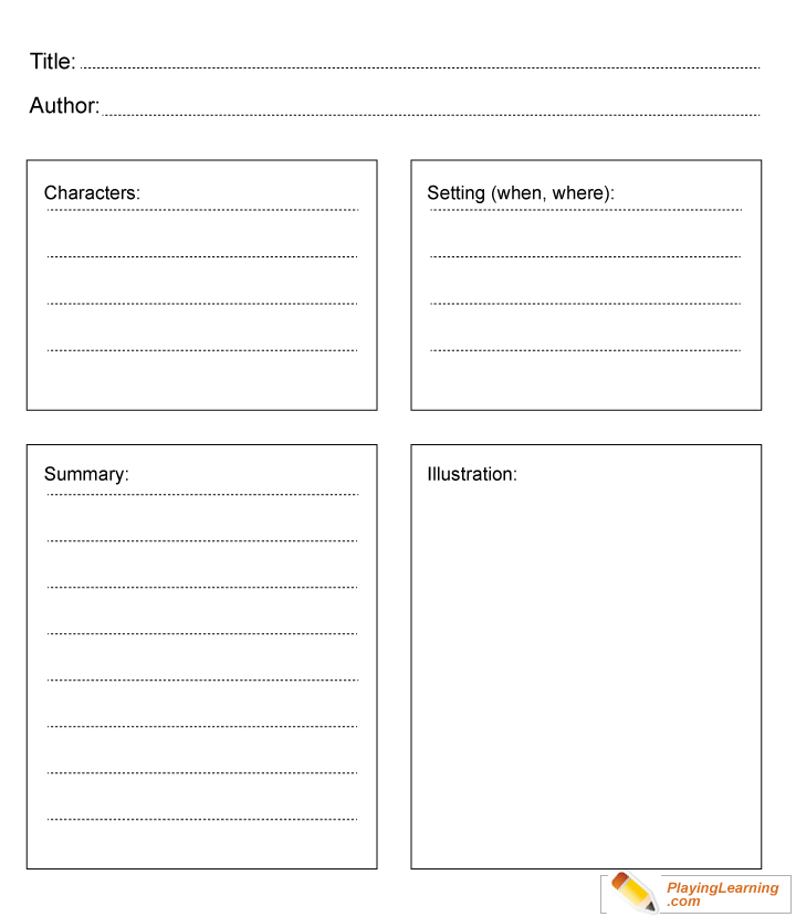 Blank Book Report Template  for kids