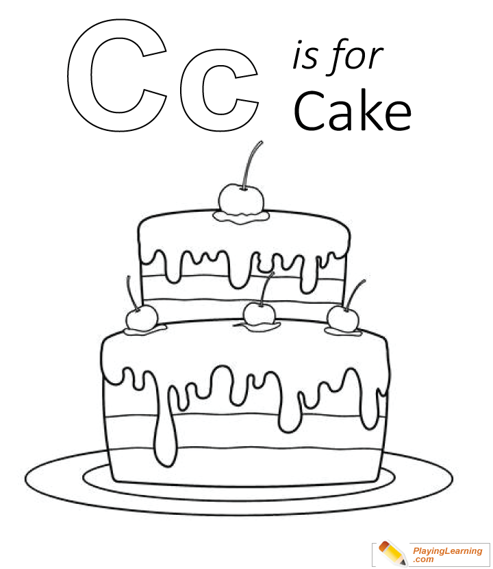 C Is For Cake Coloring Page  for kids