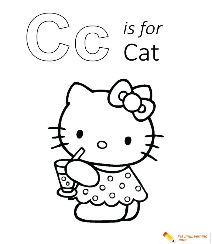 C Is For Cat Coloring  for kids