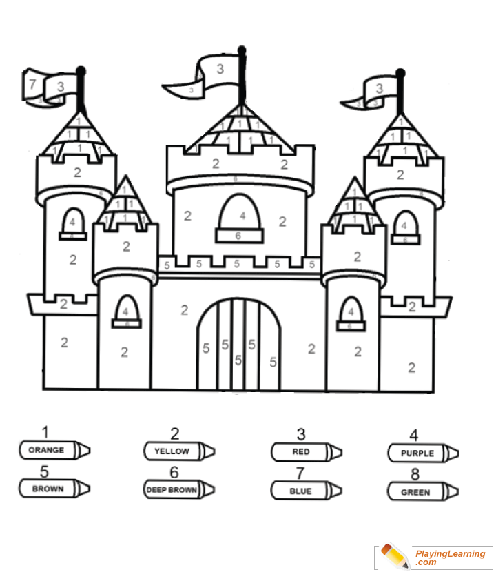 Coloring By Numbers  To  Castle  for kids