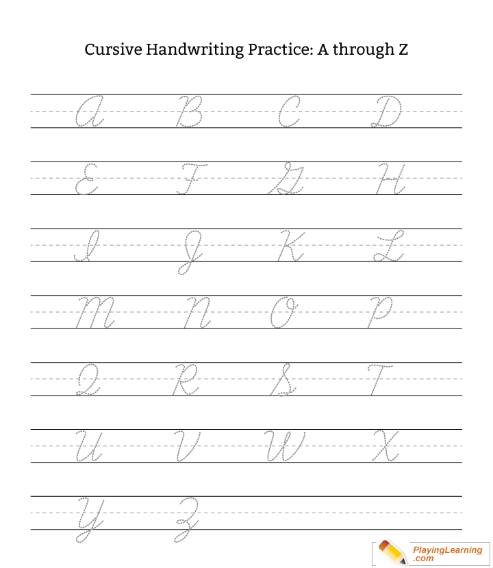 Cursive Handwriting Practice Letter A Through Z Uppercase for kids