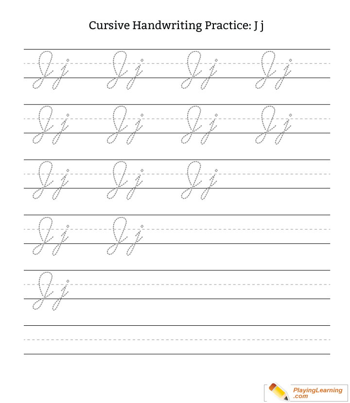 Cursive Handwriting Practice Letter J for kids