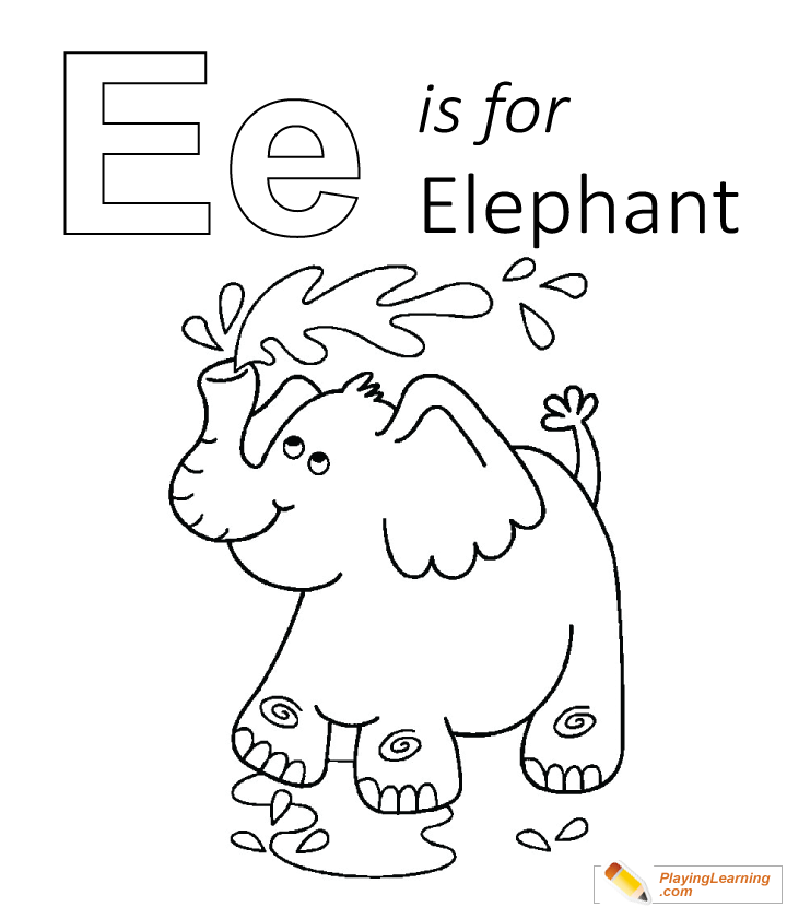 E Is For Elephant Coloring Page for kids