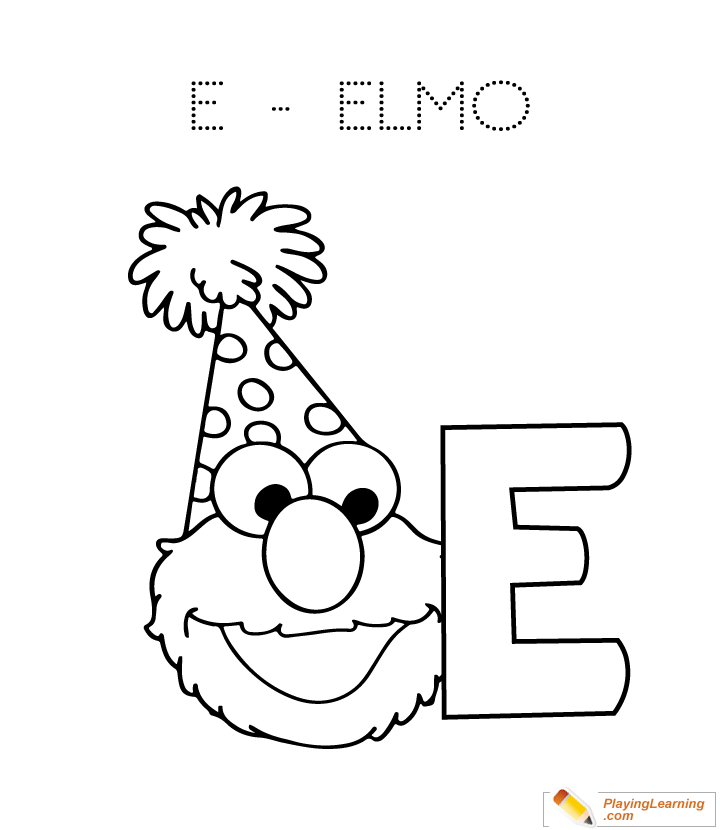 E Is For Elmo Coloring Page for kids