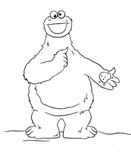 Easy Sesame Street Coloring Page - Cookie Monster for kids