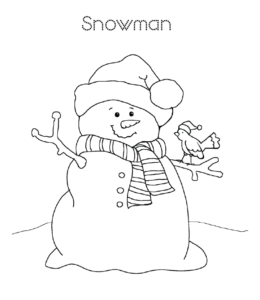 Easy snowman coloring page 22 for kids