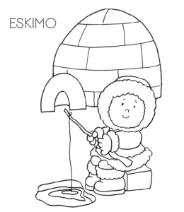 Eskimo and Igloo coloring page 18 for kids