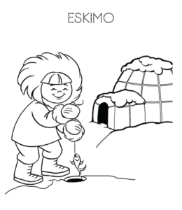 Eskimo and Igloo coloring page 19  for kids