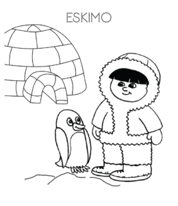 Eskimo and Igloo coloring page 20 for kids
