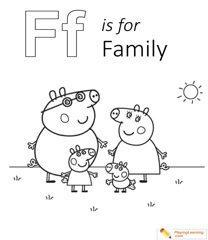 F Is For Family Coloring Page  for kids