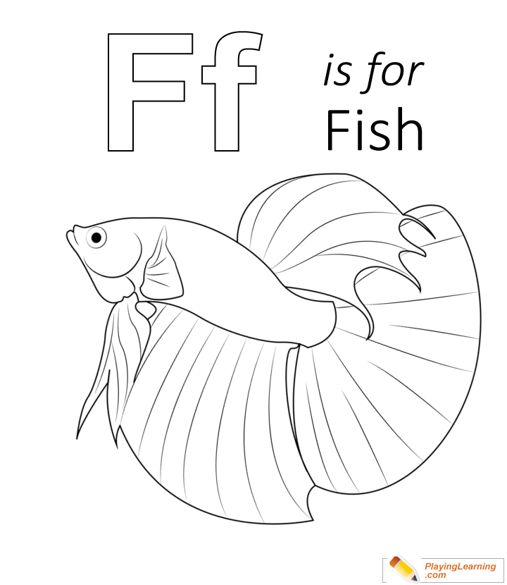 F Is For Fish Coloring Page for kids