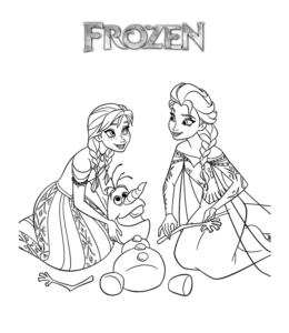 Frozen Movie Anna & Elsa Coloring Page 1 for kids