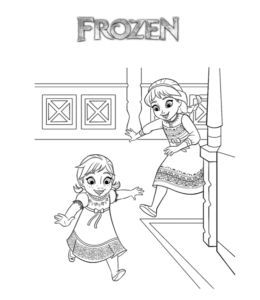 Frozen Movie Anna & Elsa Coloring Page 2 for kids