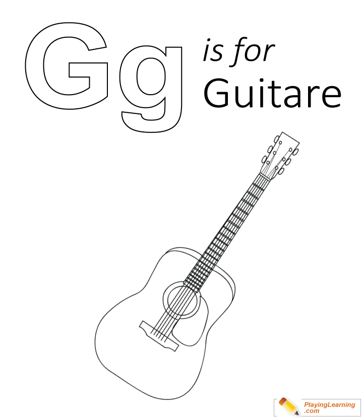 G Is For Guitare Coloring Page for kids