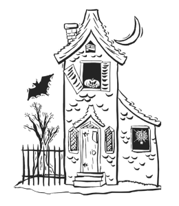 Halloween Coloring Page - Scary House for kids