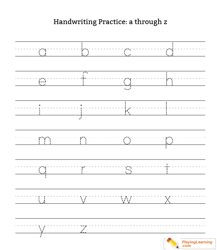Handwriting Practice Letter A Through Z Lowercase for kids