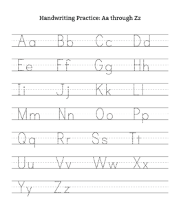 Alphabet Tracing Worksheet Letter Aa through Zz Uppercase & Lowercase for kids