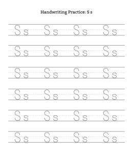 Alphabet Tracing Worksheet Letter S for kids