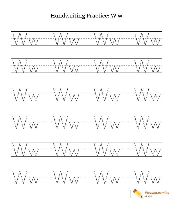Handwriting Practice Letter W for kids