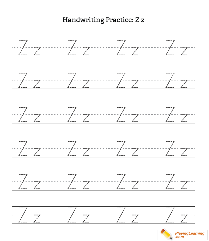 Handwriting Practice Letter Z for kids